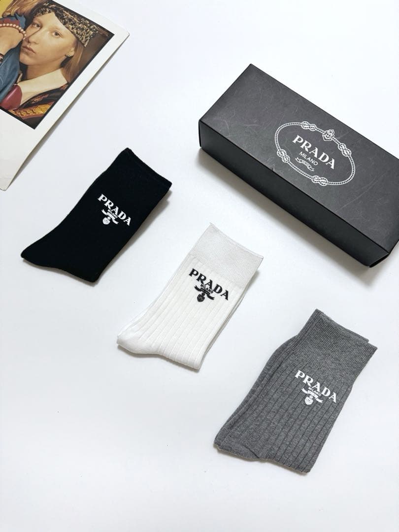 PRADA ロゴ リブソックス 3点セット