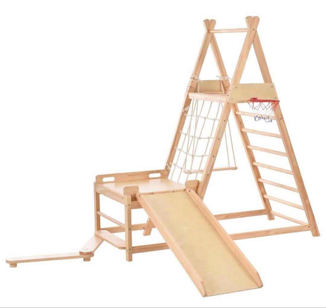 【CHENNYさま専用】木製 A型 ジャングルジム 8in1すべり台滑り台