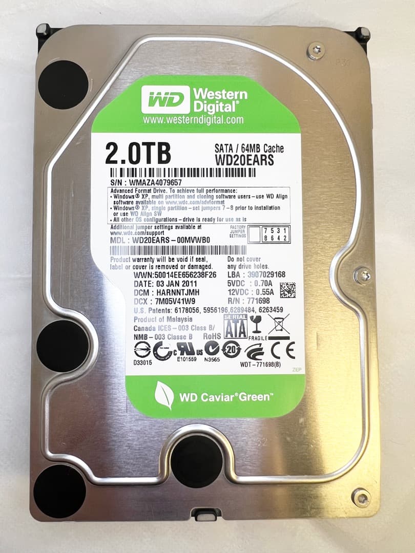 WD GREENシリーズ★2TB HDD 2台セットで超お買い得品！