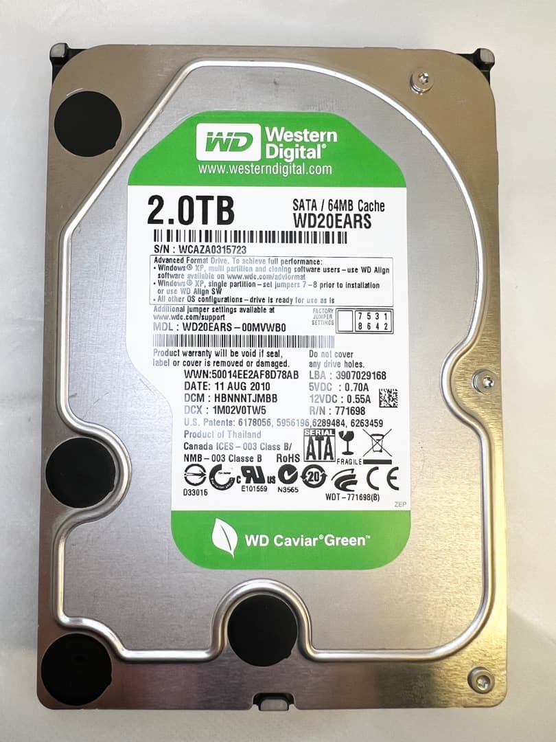 WD GREENシリーズ★2TB HDD 2台セットで超お買い得品！