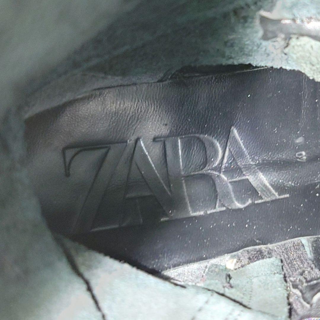 【美品】ザラ ZARA レースアップブーツ トラックソール レザー 本革 黒