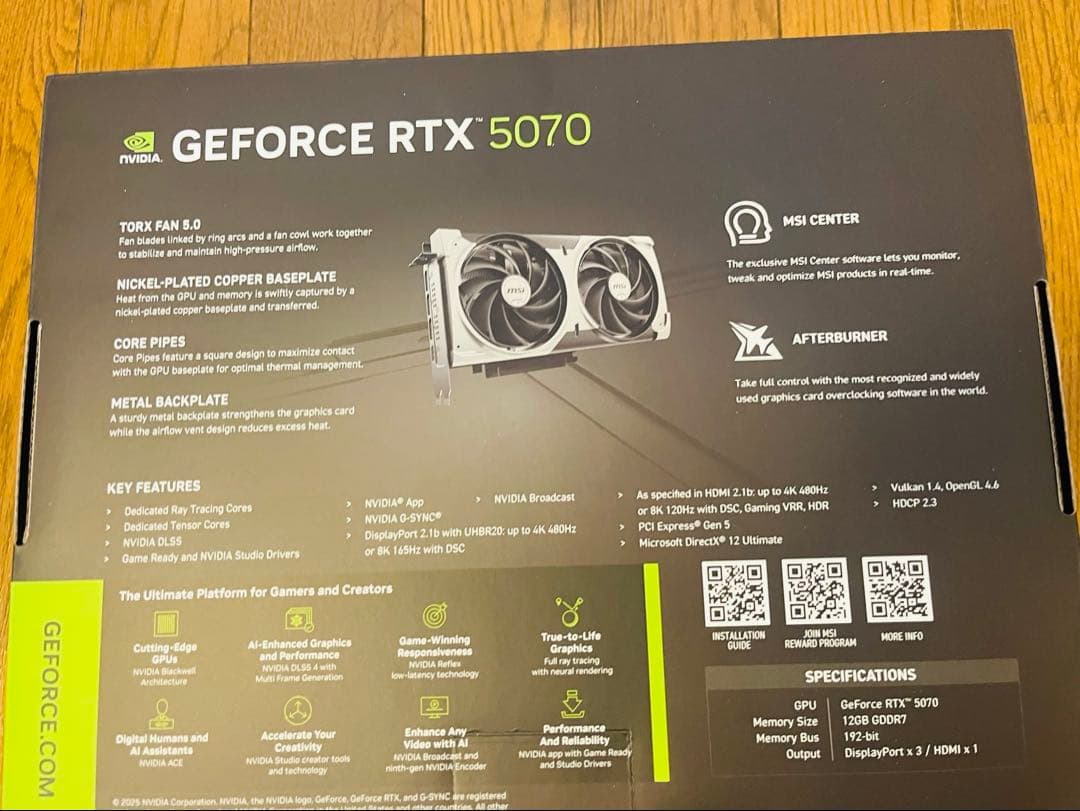 ［新品未使用］MSI GEFORCE RTX 5070 12G OC Ed