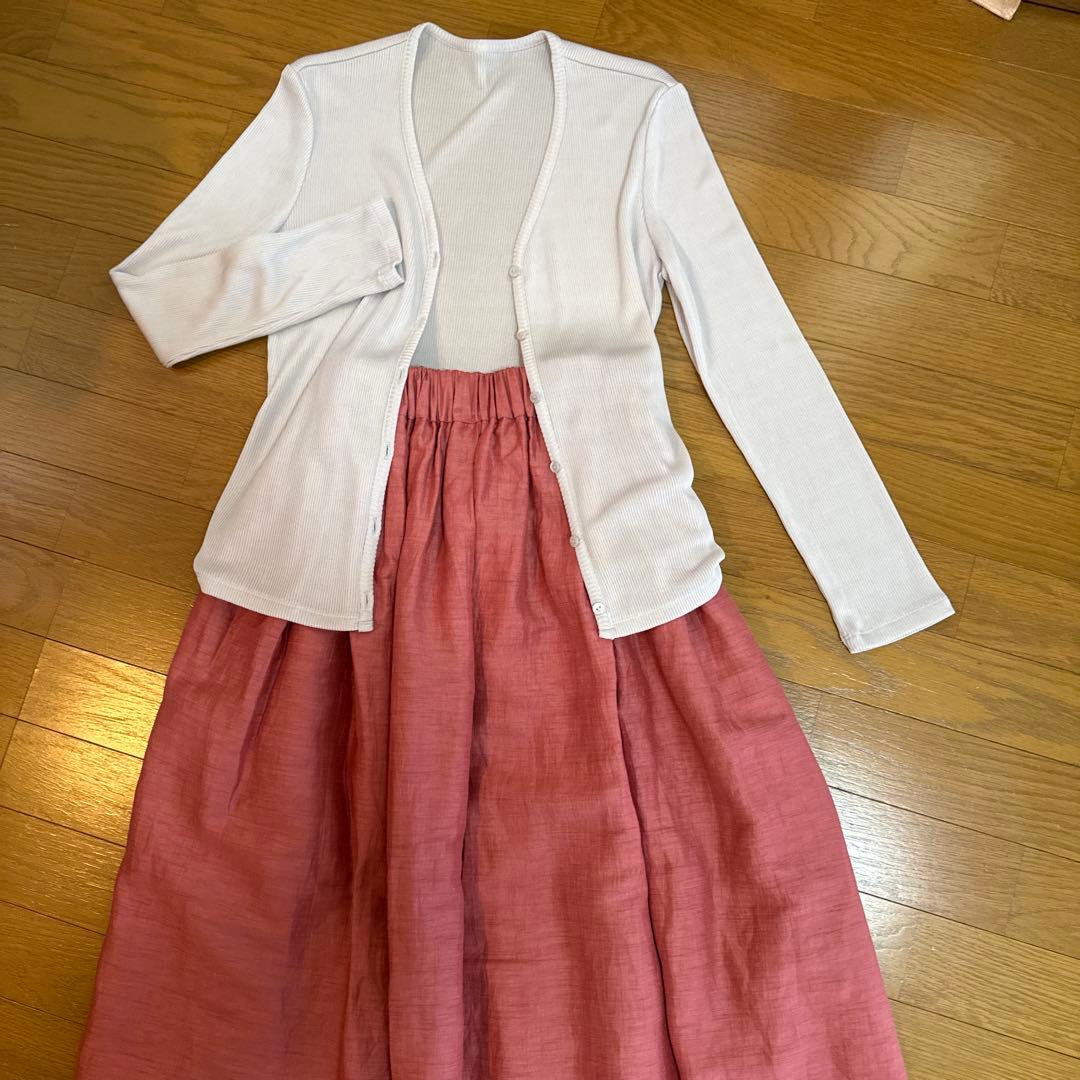 【タグ付き・新品】SACRA サクラ　麻ギャザースカート　フューシャピンク