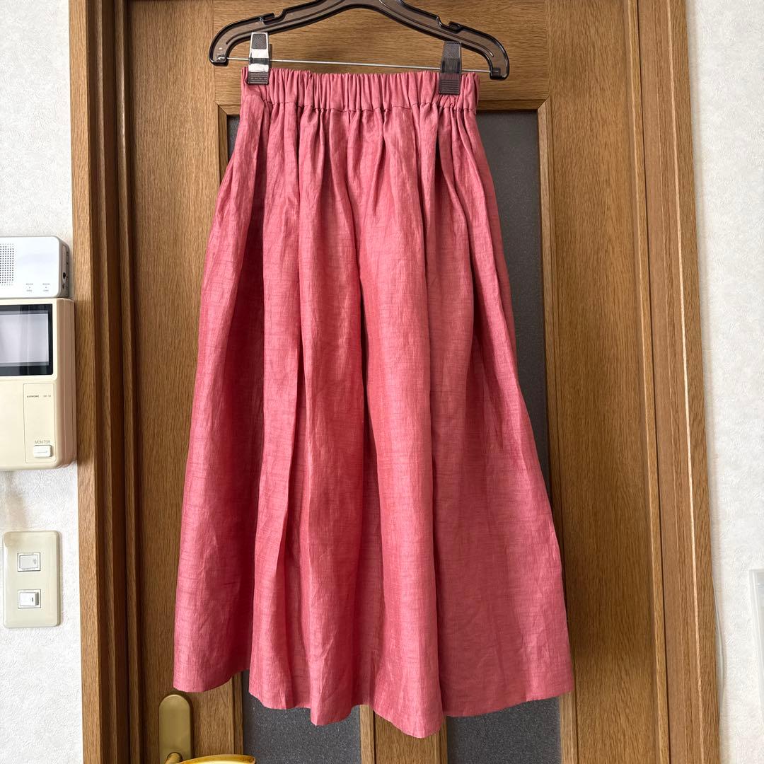 【タグ付き・新品】SACRA サクラ　麻ギャザースカート　フューシャピンク