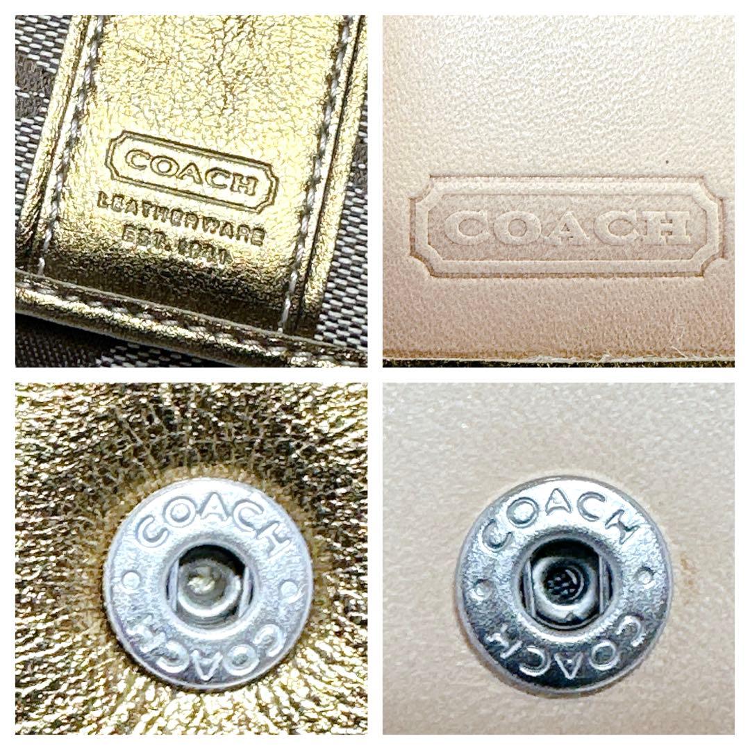 未使用✨コーチ 折 財布 ウォレット レザー×キャンバス シグネチャー 金運up