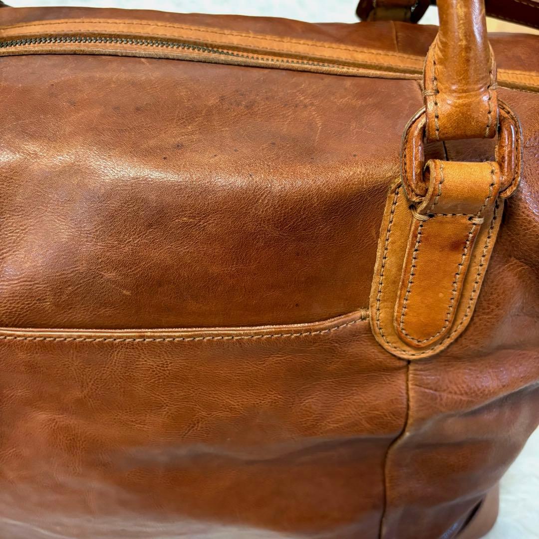 【大容量】ゲンテン 2wayレザー ショルダー ボストンバッグ ブラウン