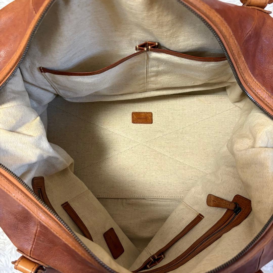 【大容量】ゲンテン 2wayレザー ショルダー ボストンバッグ ブラウン
