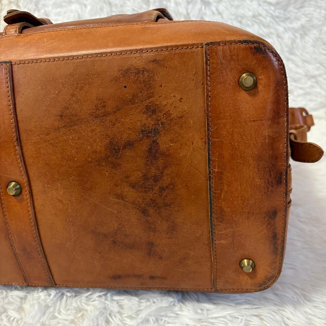 【大容量】ゲンテン 2wayレザー ショルダー ボストンバッグ ブラウン