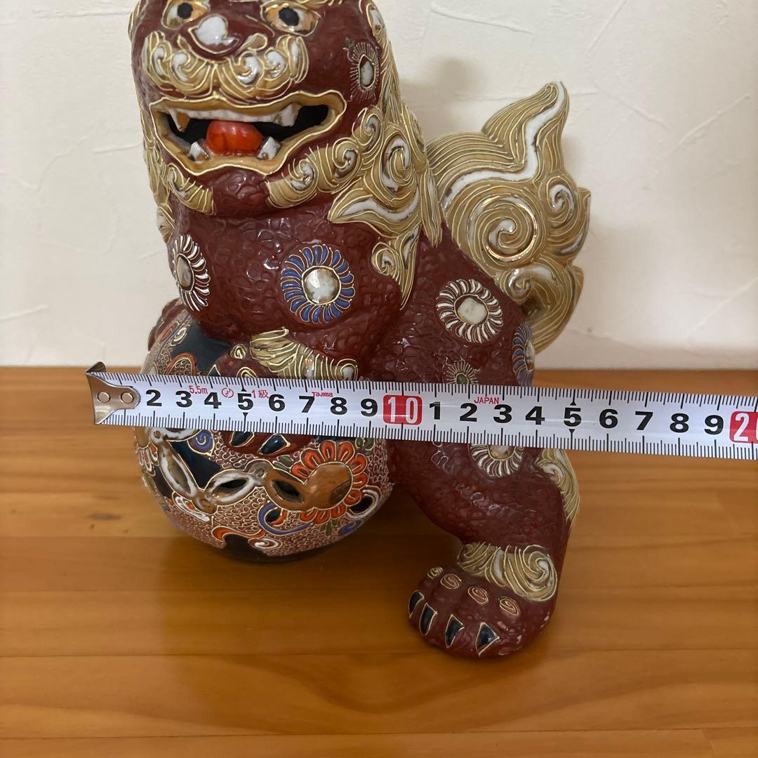 九谷焼　シーサー　立獅子　狛犬　玉乗り唐獅子∥∥色絵金彩∥縁起物∥厄除∥風水