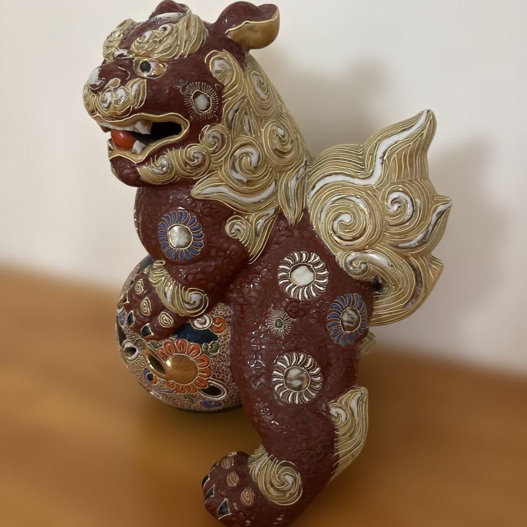 九谷焼　シーサー　立獅子　狛犬　玉乗り唐獅子∥∥色絵金彩∥縁起物∥厄除∥風水