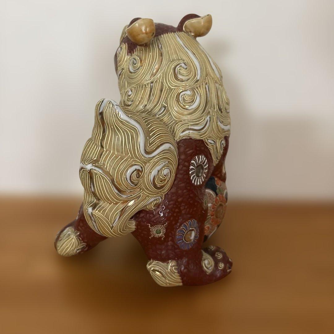 九谷焼　シーサー　立獅子　狛犬　玉乗り唐獅子∥∥色絵金彩∥縁起物∥厄除∥風水