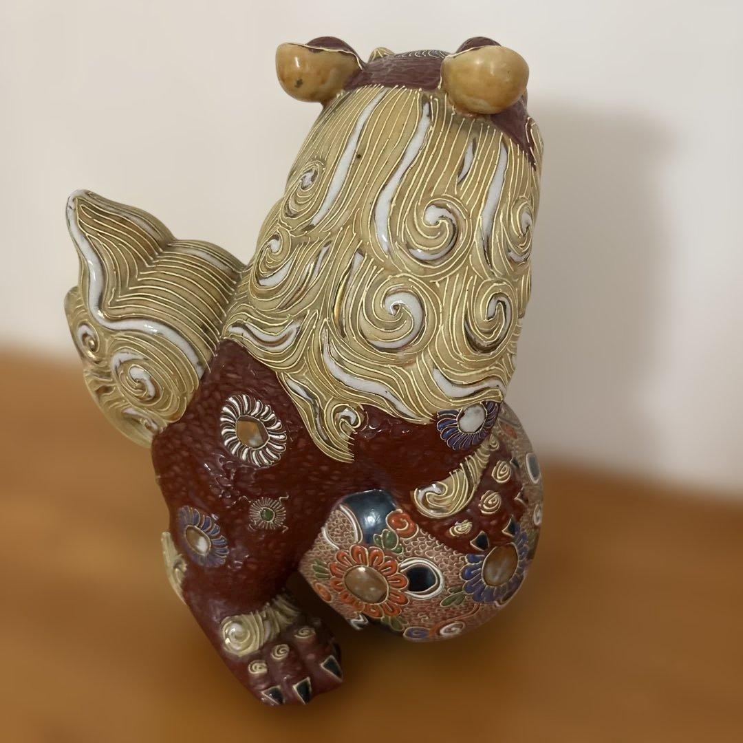 九谷焼　シーサー　立獅子　狛犬　玉乗り唐獅子∥∥色絵金彩∥縁起物∥厄除∥風水