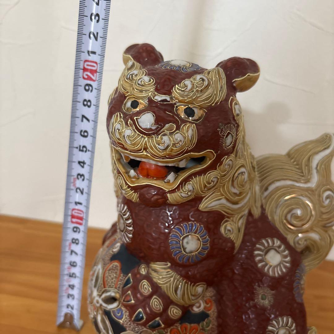 九谷焼　シーサー　立獅子　狛犬　玉乗り唐獅子∥∥色絵金彩∥縁起物∥厄除∥風水
