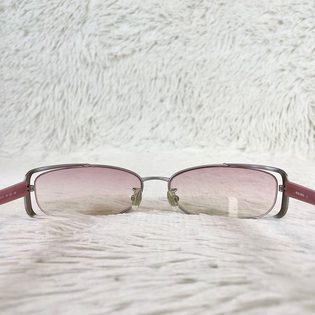 miu miu　サングラス　SMU60F　ピンクレンズ　シルバー・ピンクフレーム
