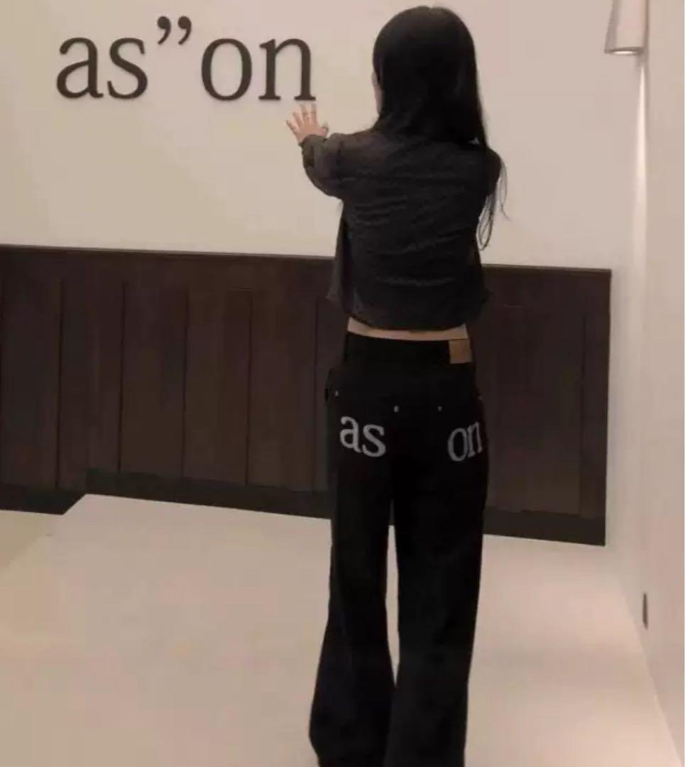 as\"on アズオン パンツ　デニム　ジーンズ　ブラック