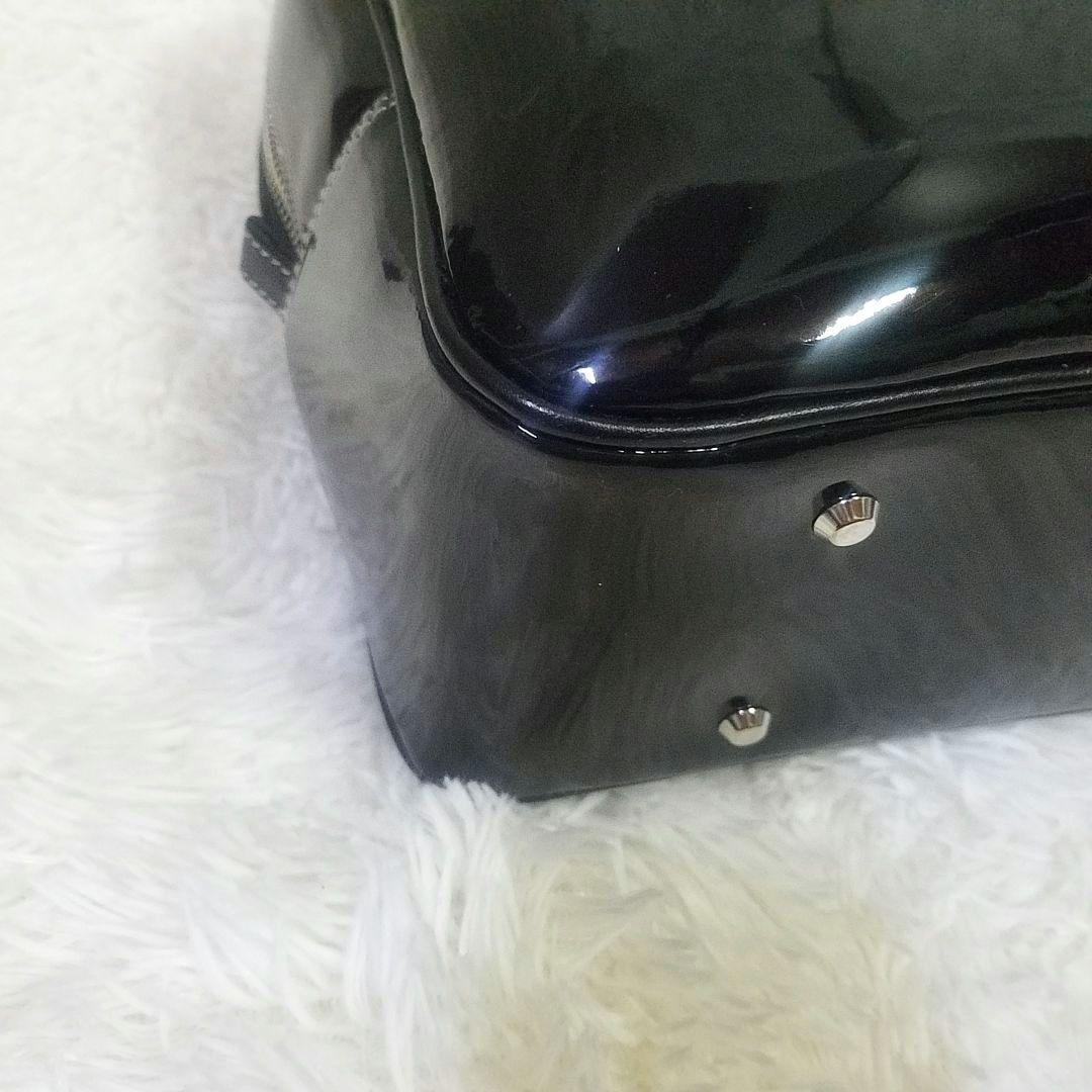 【極美品・現行】傳濱野 ボストンバッグ ハンドバッグ エナメル 黒 肩掛け可