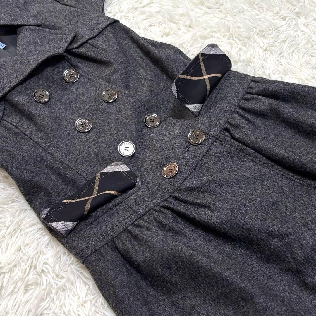 【美品✨】バーバリーブルーレーベル ワンピース ホース刺繍 Aライン グレー S