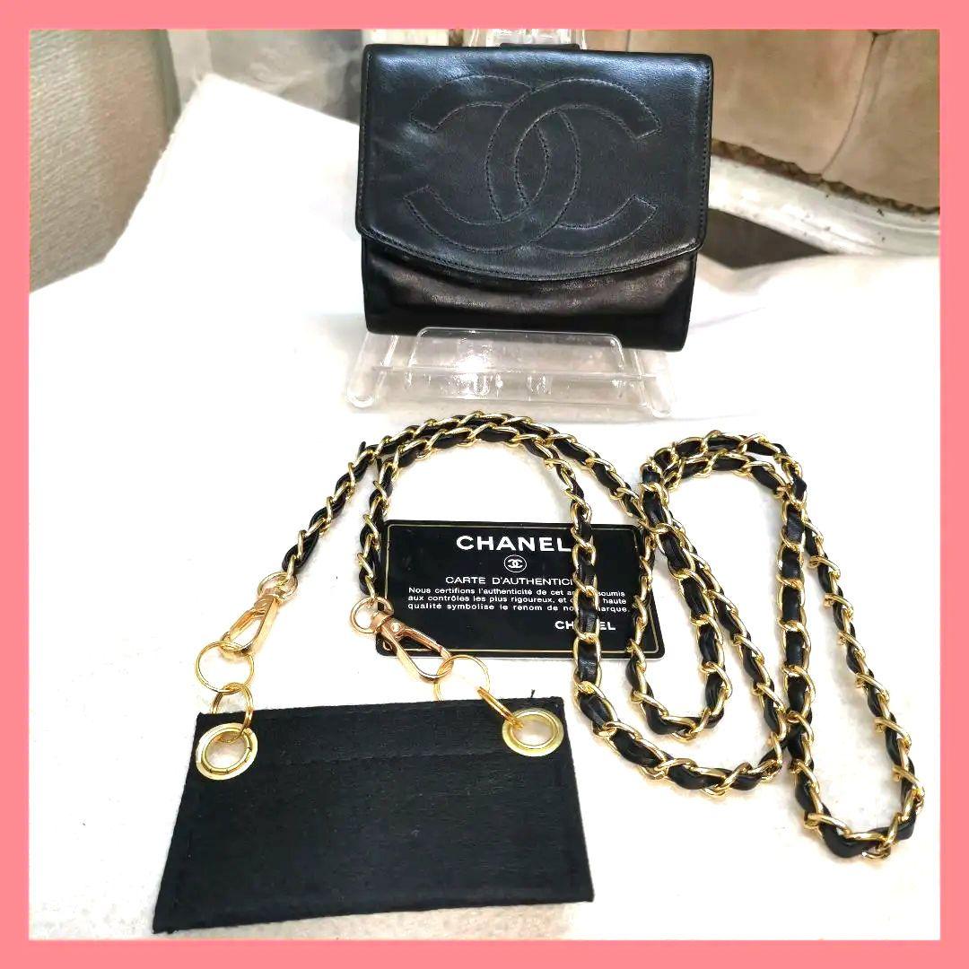 cocoa! CHANELシャネル大ココマーク財布 新品ショルダー黒カード