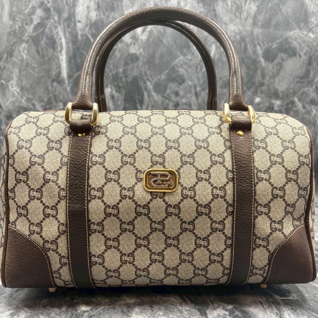 ✨美品✨GUCCI GG ボストンバッグ レザー ハンド ブラウン ロゴ 金具
