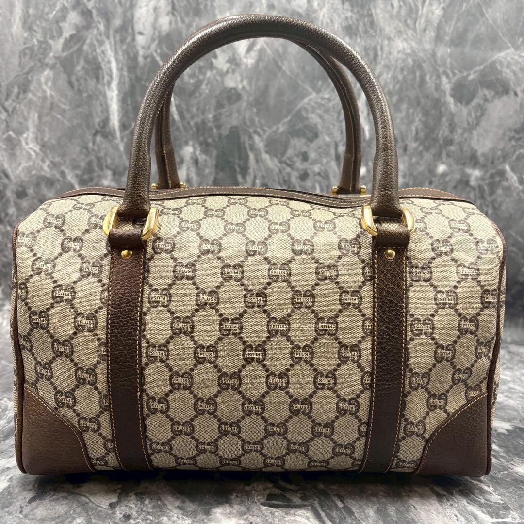 ✨美品✨GUCCI GG ボストンバッグ レザー ハンド ブラウン ロゴ 金具