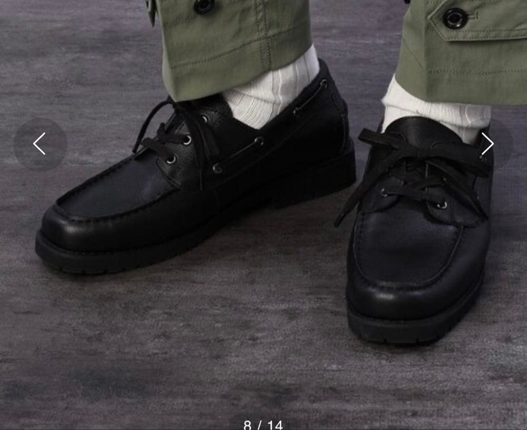 美品❗️TAKEO KIKUCHI デッキモカシン　シボ革　レザー　ブラック
