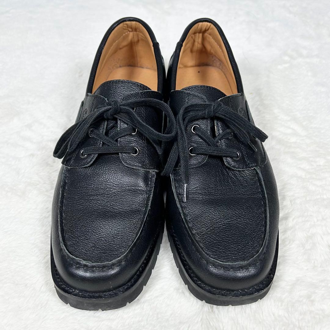 美品❗️TAKEO KIKUCHI デッキモカシン　シボ革　レザー　ブラック