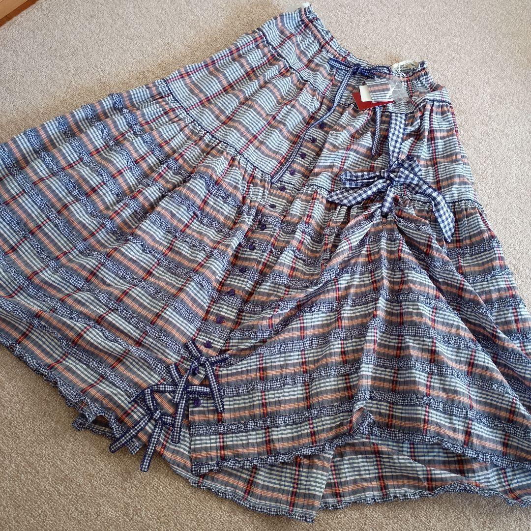 新品 PINKHOUSE ギンガムチェック パッチワーク たくし上げ スカート