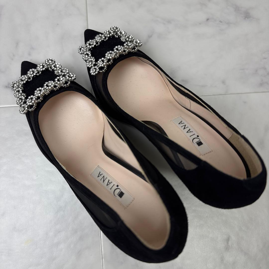 【極美品】 DIANA ビジュー パンプス ハイヒール シースルー 黒 23.5