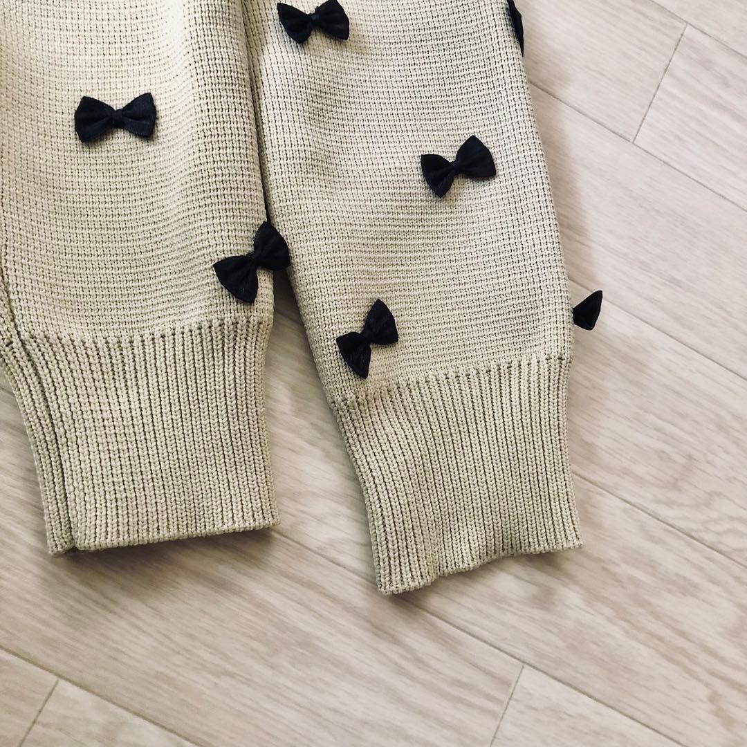 美品　AMERI MANY RIBBON SHORT KNIT TOP s