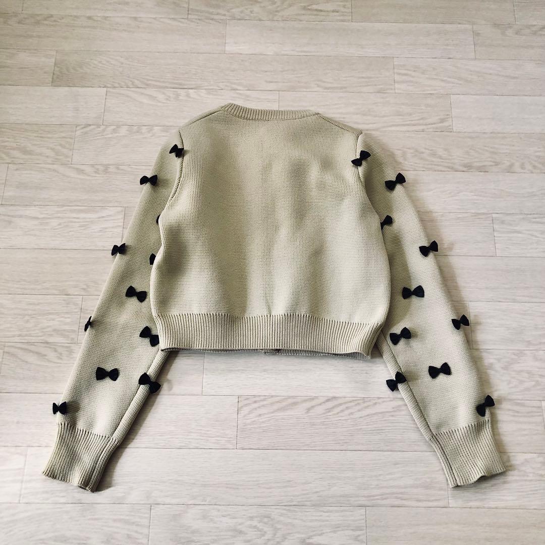 美品　AMERI MANY RIBBON SHORT KNIT TOP s