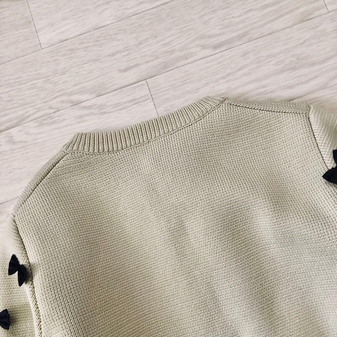 美品　AMERI MANY RIBBON SHORT KNIT TOP s