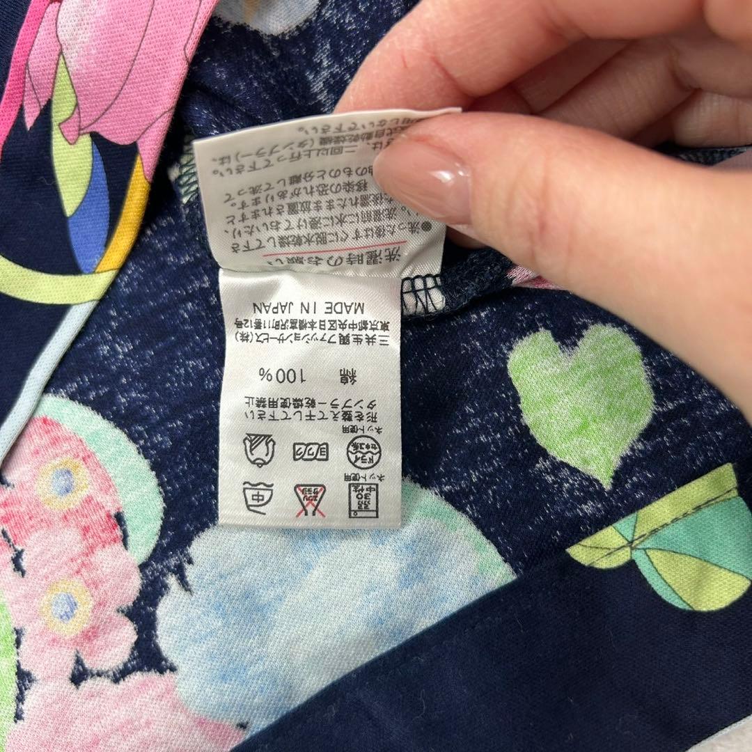 K825 新品未使用 L レオナール ロゴ刺繍 カットソー ネイビー レディース