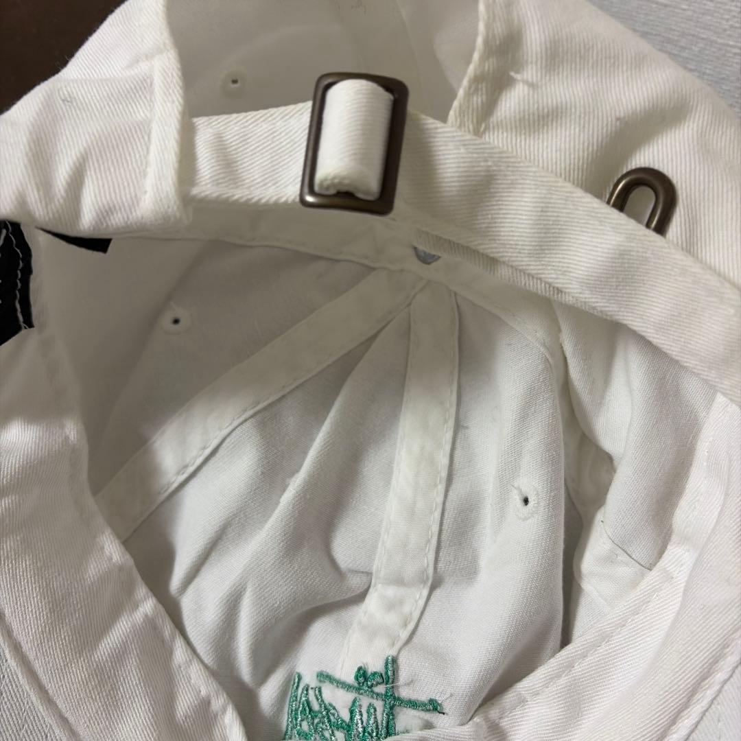 stussy ホワイト　グリーン　ベースボール　キャップ FREESIZE 刺繍
