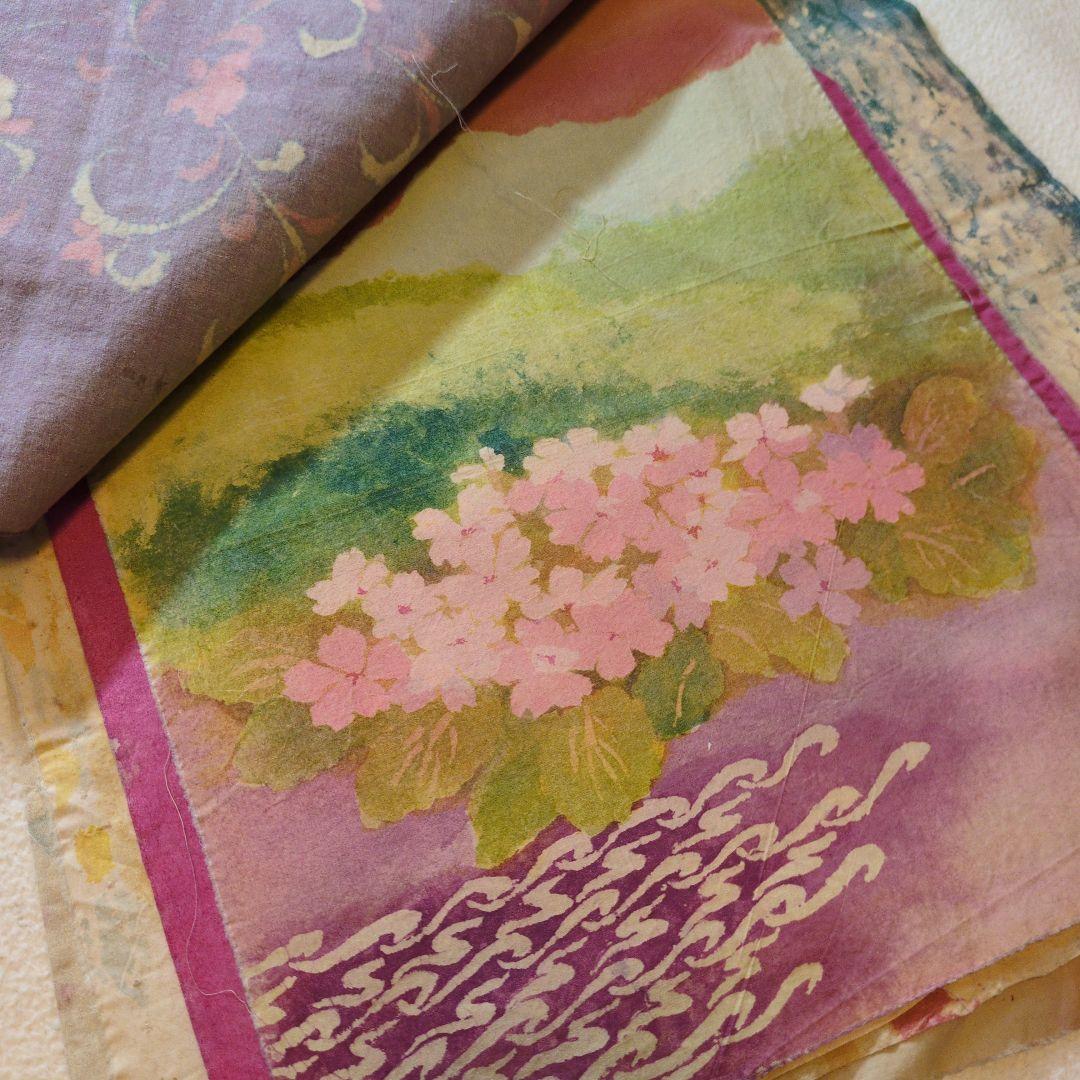 染色家の方の生地　裂　更紗　ハンドメイド　リメイク　アンティーク