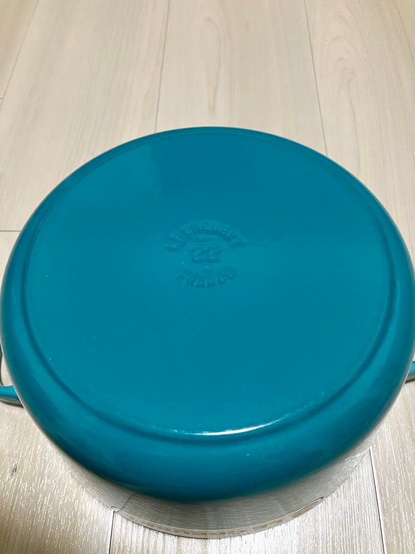 ル・クルーゼ ココットロンド 22cm カリビアンブルー 両手鍋
