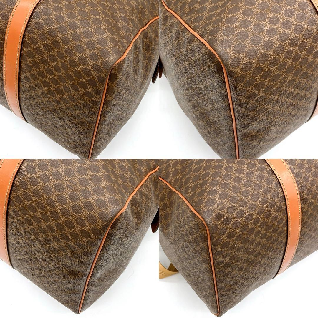 【CELINE】ボストンバッグ　マカダム柄　ゴールド金具　PVC ブラウン