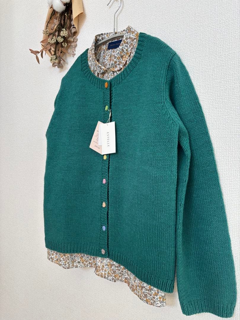 新品　estelle（エステール）　ペルーニット カラフルボタン カーディガン