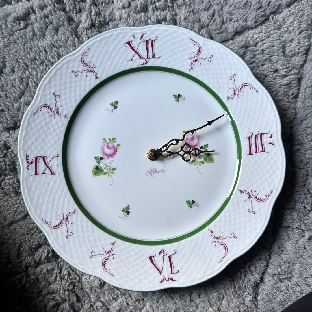 Herend 花柄陶器掛時計