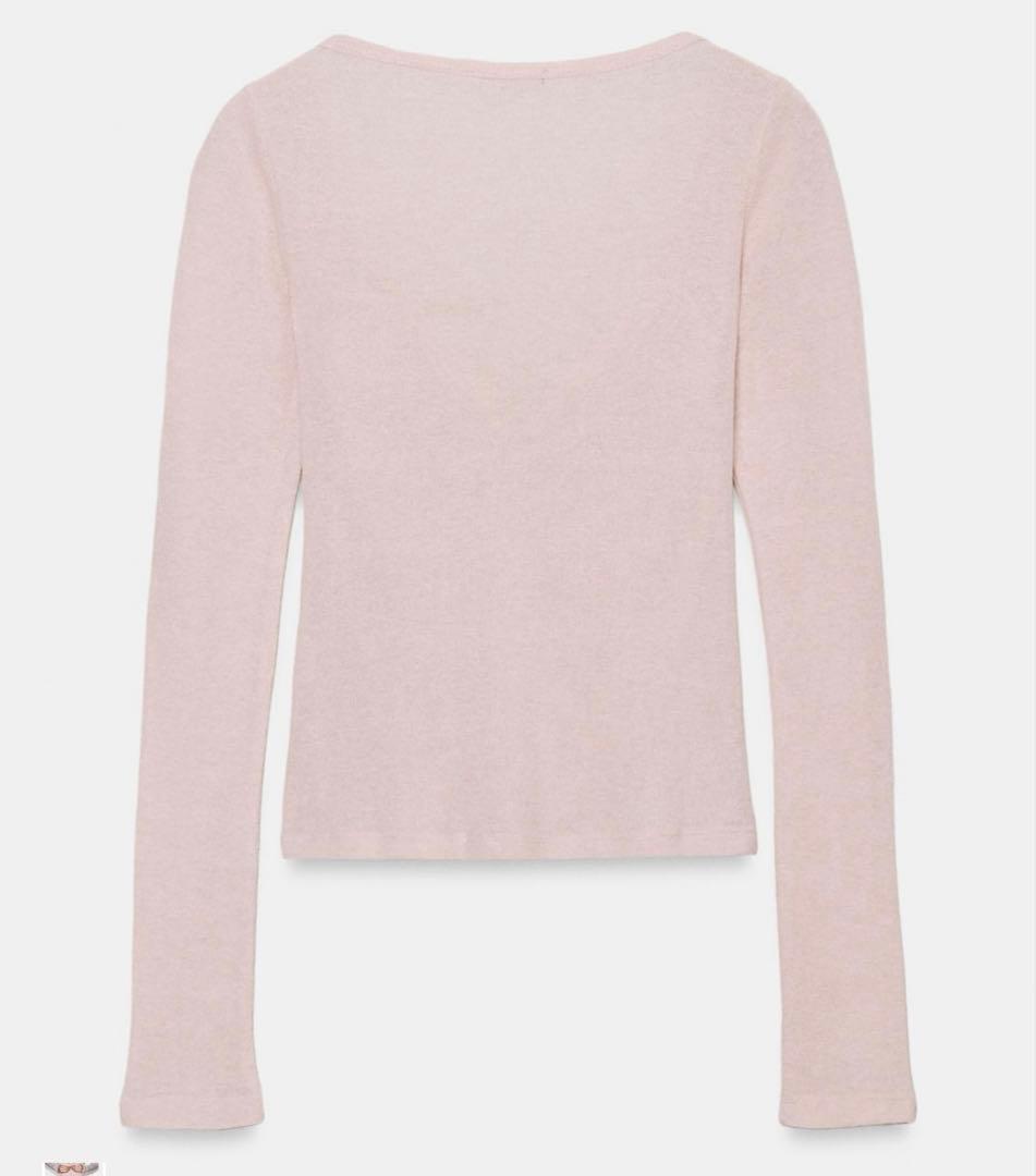 新品 ZARA レーストップコントラストジャケット ピンク S トップス ザラ