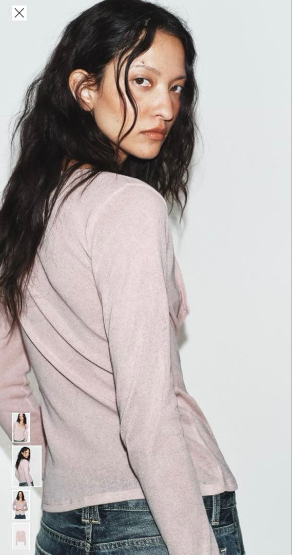 新品 ZARA レーストップコントラストジャケット ピンク S トップス ザラ