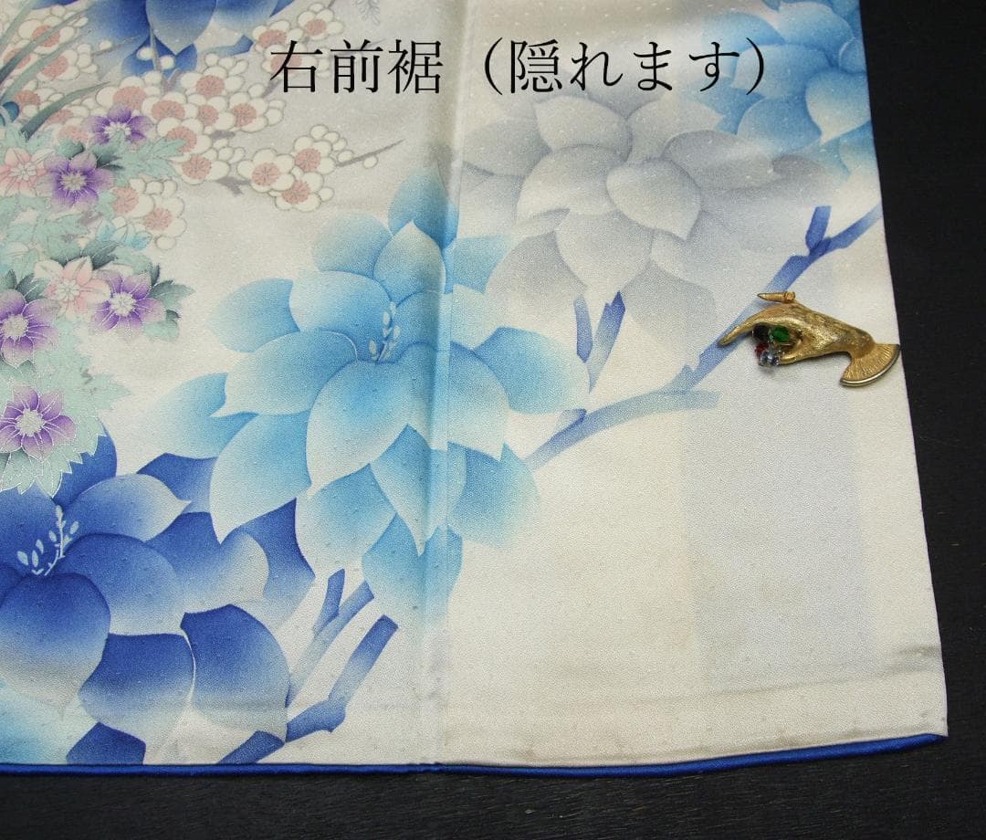 大輪菊と清楚な草花 振袖フルセット 7点　手刺繍　ｍ8 成人式