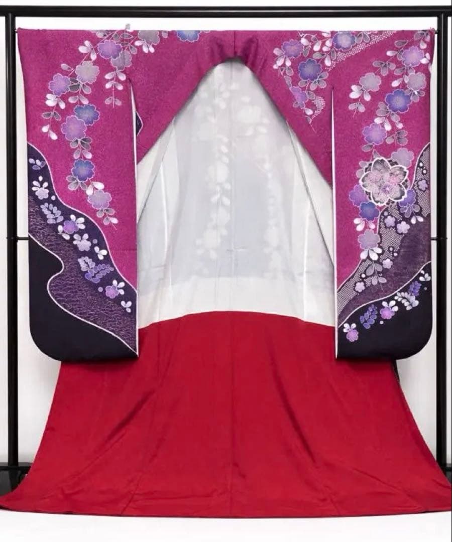 お値下げやまと謹製しだれ花 振袖 身丈168 トールサイズ 正絹