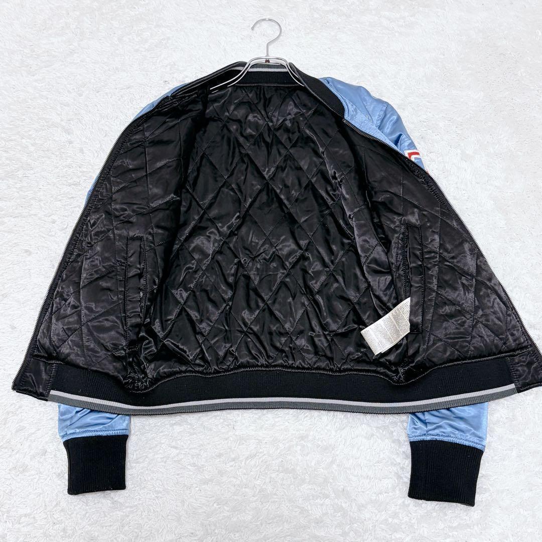 芸能人着用モデル DIESEL 刺繍スカジャン WILD SPIRIT 鷲 青