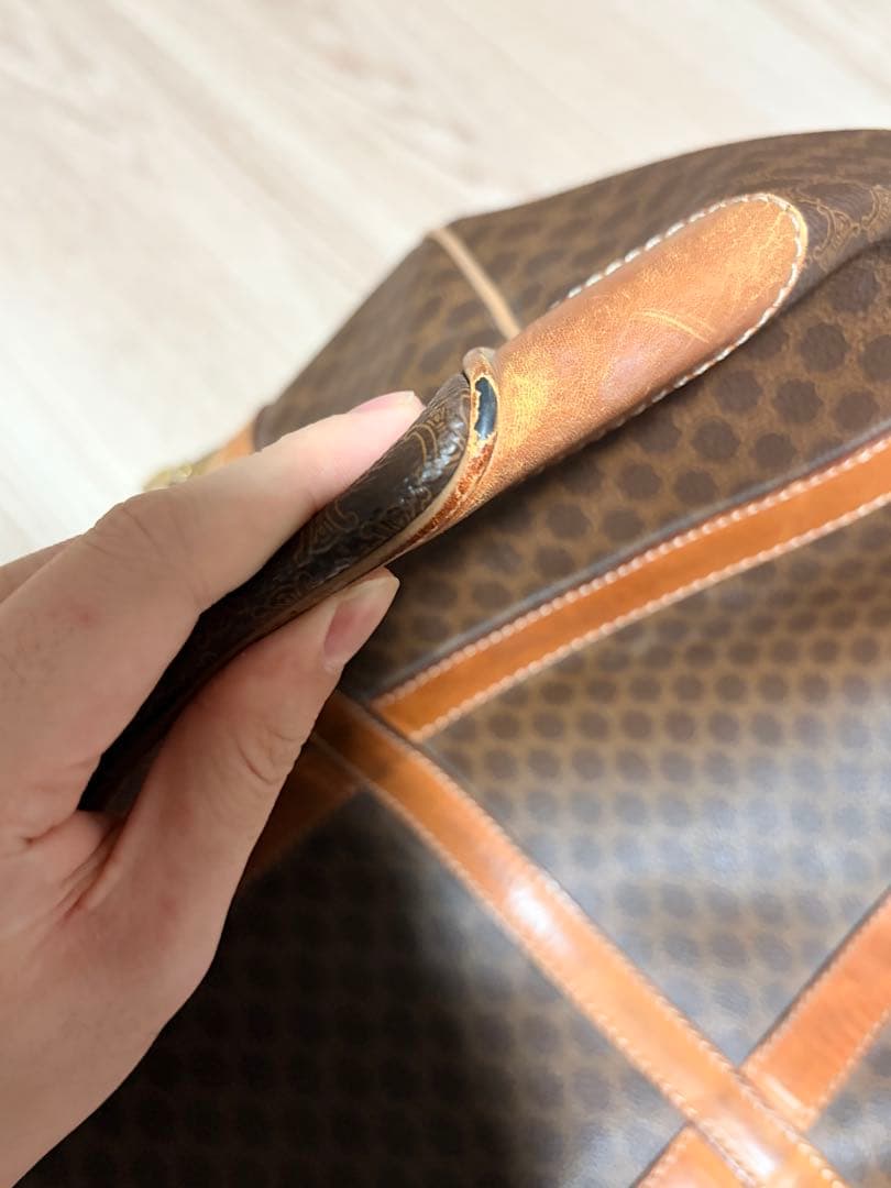 美品 CELINE セリーヌ マカダム柄 ボストンバッグ カデナ オールド