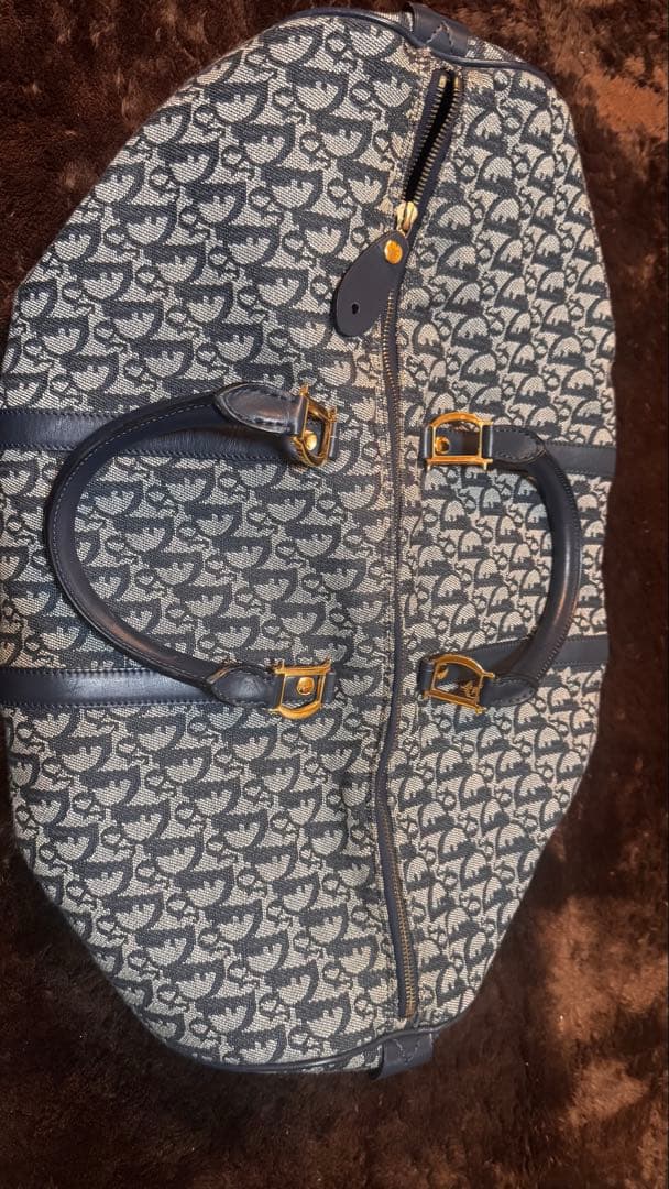 DIOR トロッター ミニボストンバッグ D金具 キャンバス ネイビー