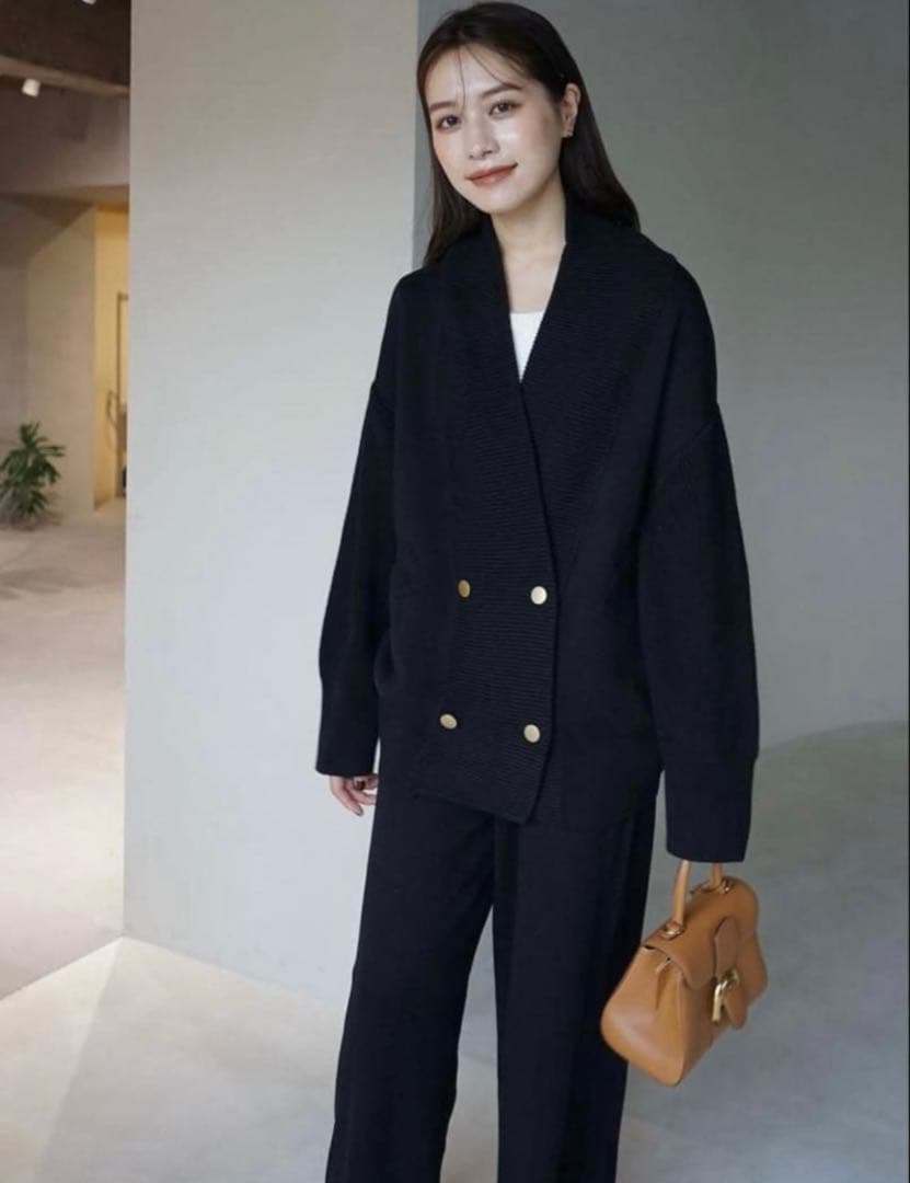 Double-breasted Knit cardigan ネイビー