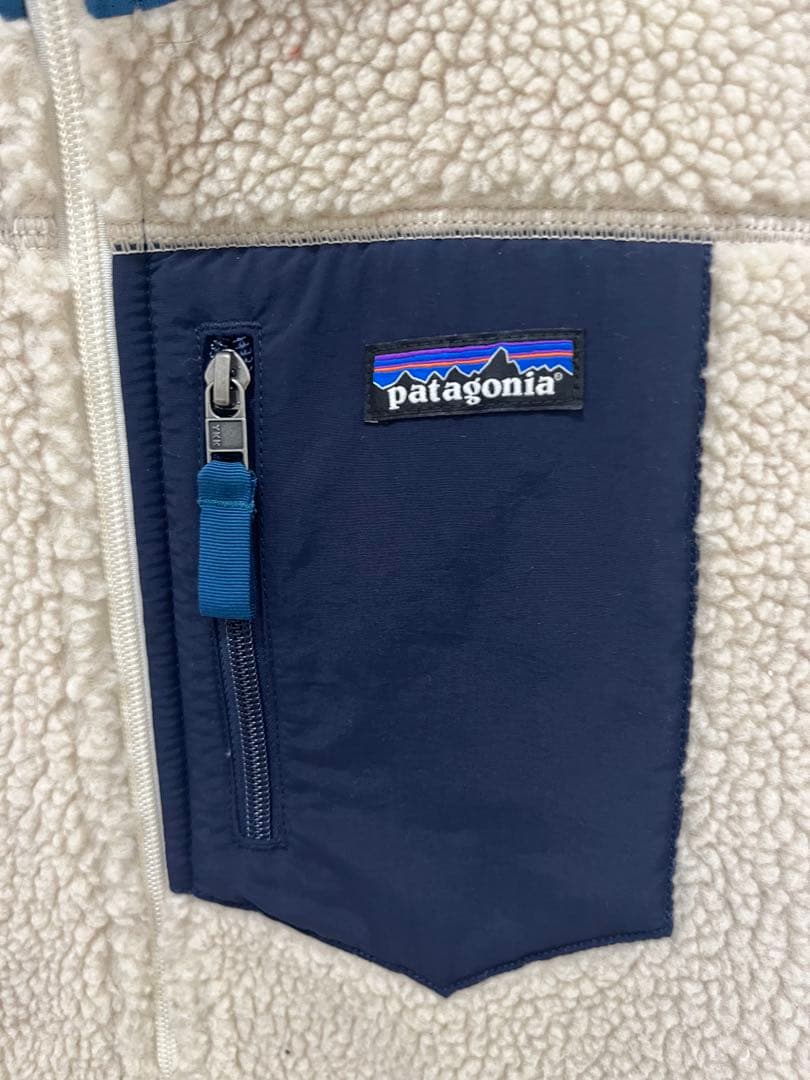 patagonia フリースベスト XS クリーム/ネイビー