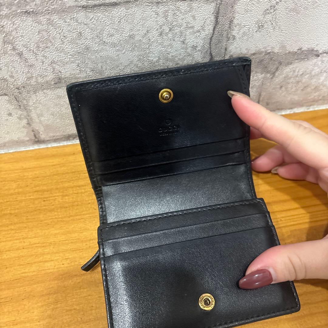 GUCCI マーモント　ブラック 二つ折り財布　ミニ財布