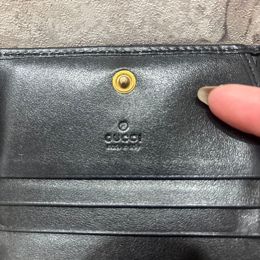 GUCCI マーモント　ブラック 二つ折り財布　ミニ財布