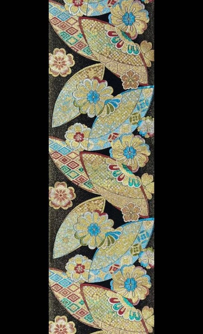 振り袖　フルセット　長襦袢　個性的　鶴　桜　成人式　刺繍入り　長尺袋帯　792